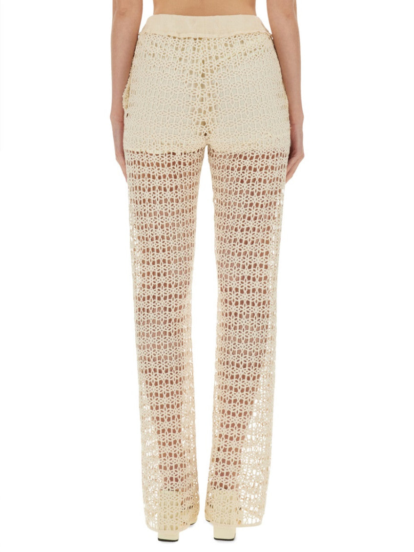White Loose Flat Front Pants 2