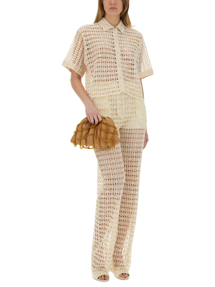 White Loose Flat Front Pants 3