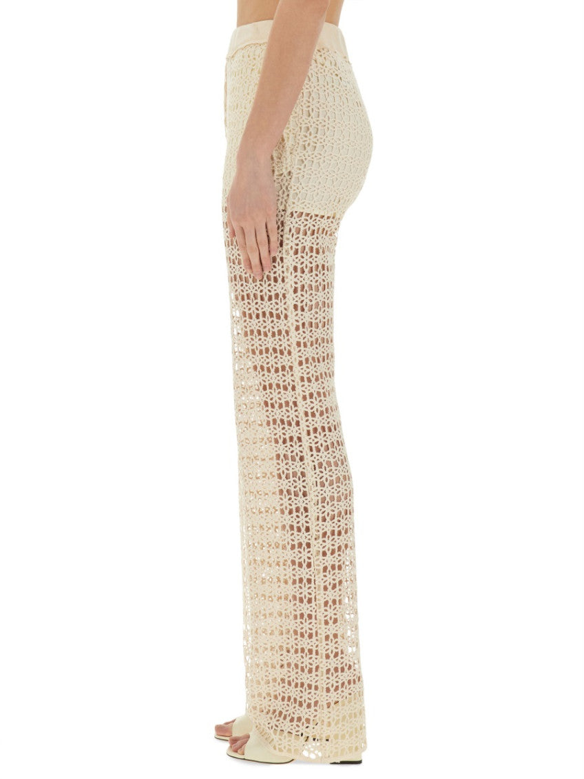 White Loose Flat Front Pants 4