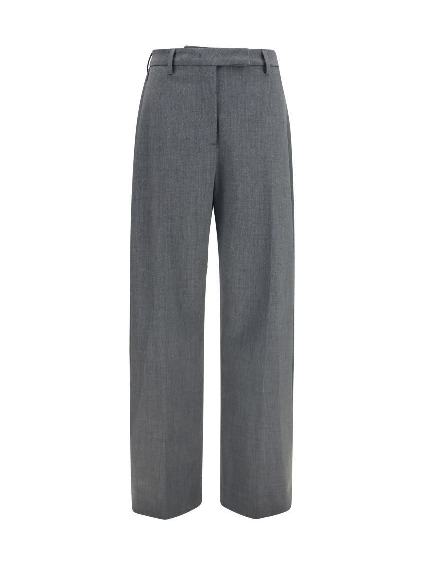 Grey Straight Flat Front Pants 1
