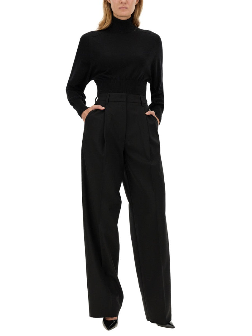 Black Regular Pleated Pants 3