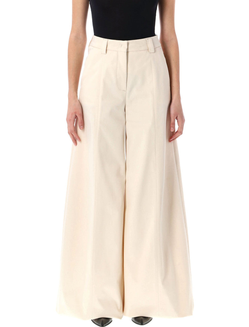 Beige Flared Flat Front Pant 1