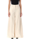 Beige Flared Flat Front Pant 1