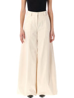 Beige Flared Flat Front Pant 1