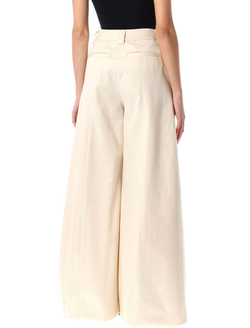 Beige Flared Flat Front Pant 2