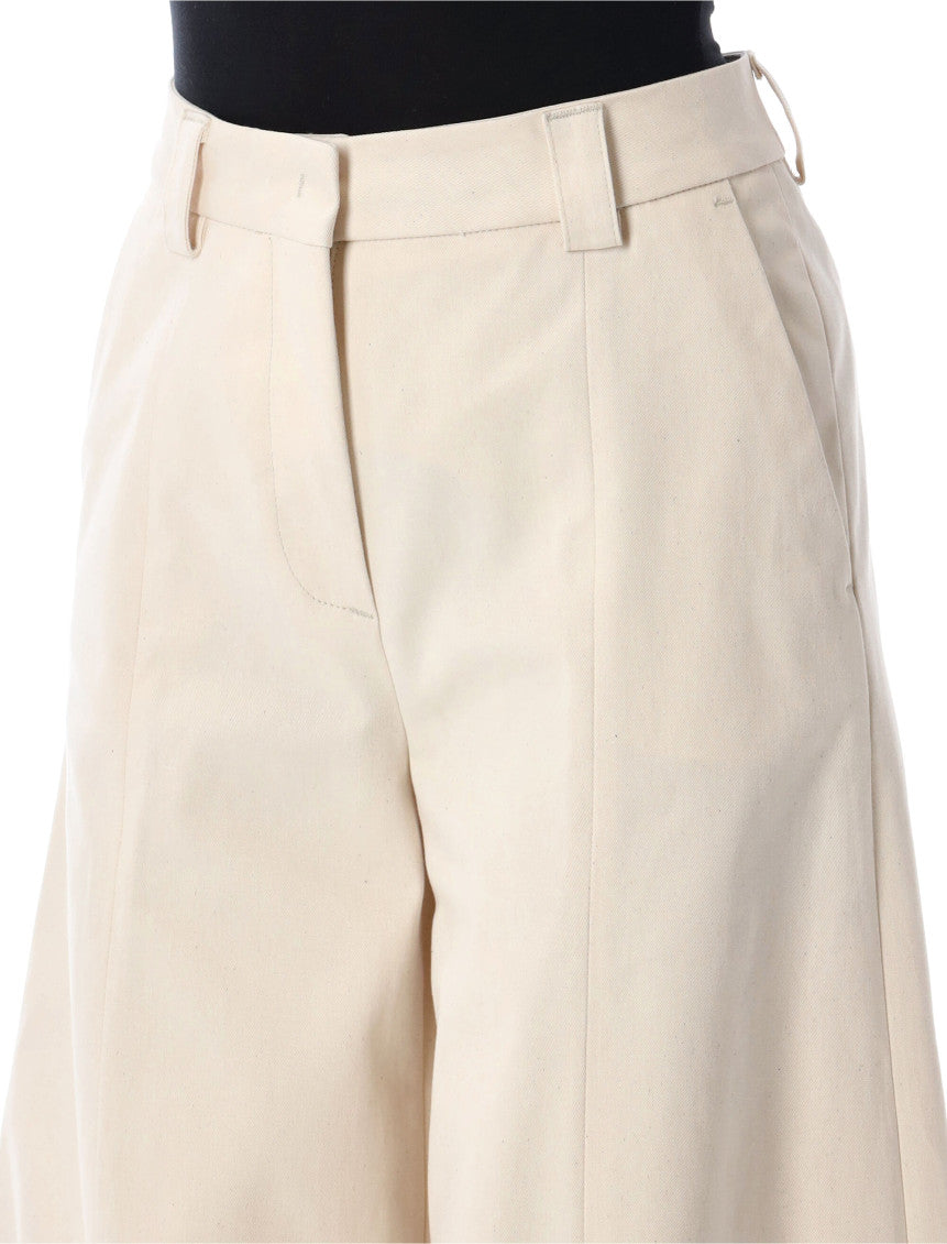 Beige Flared Flat Front Pant 3