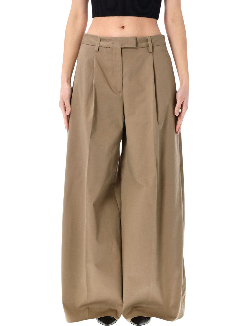Brown Relaxed Pleated Pants 1