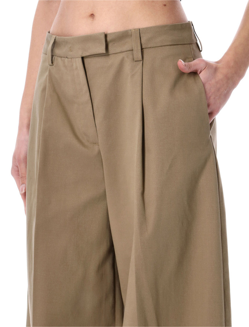 Brown Relaxed Pleated Pants 3