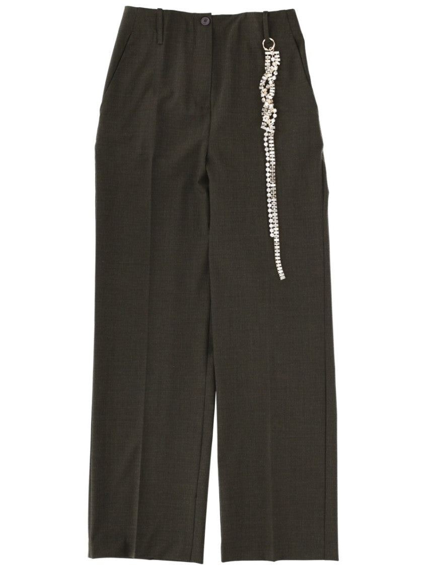 Green Straight Flat Front Pants 1