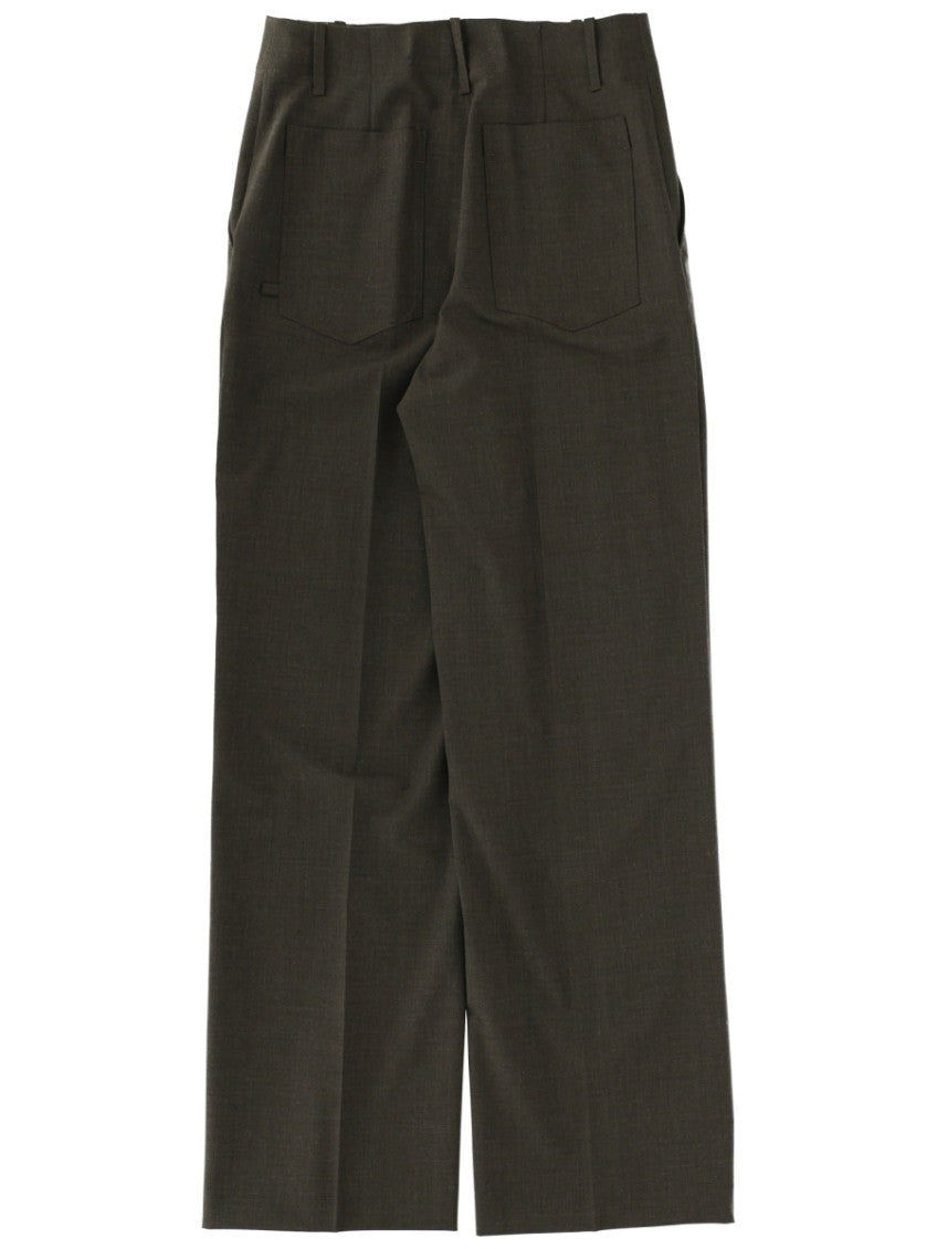 Green Straight Flat Front Pants 2