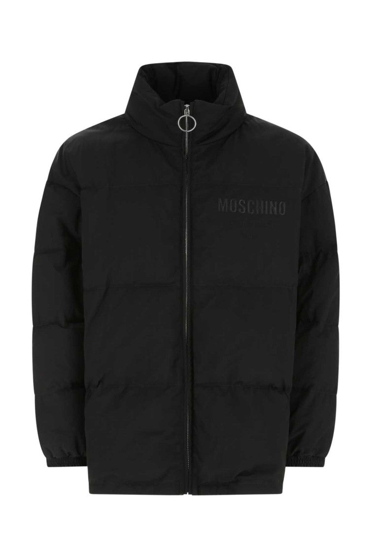 Black Embroidered Logo Padded Jacket 1