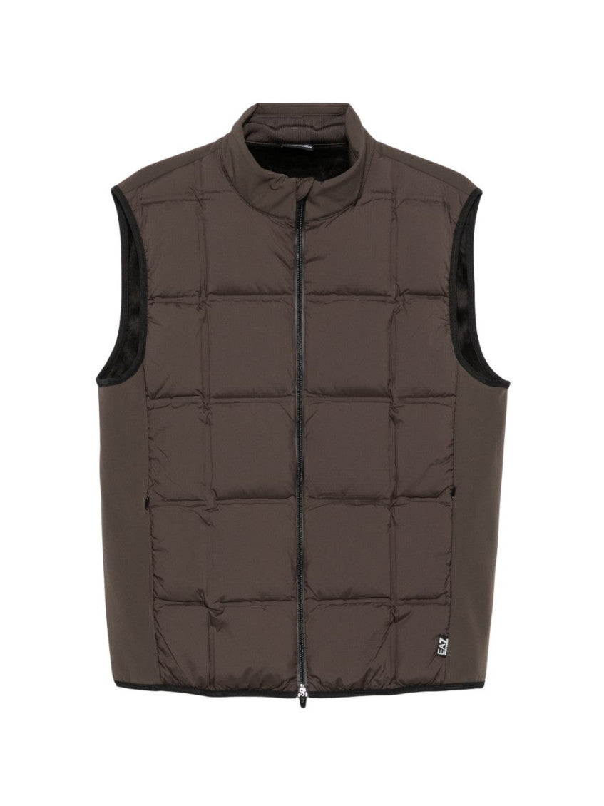 Brown Quilted Sleeveless Jacket 1