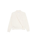 White Shawl Neck Sweater 1