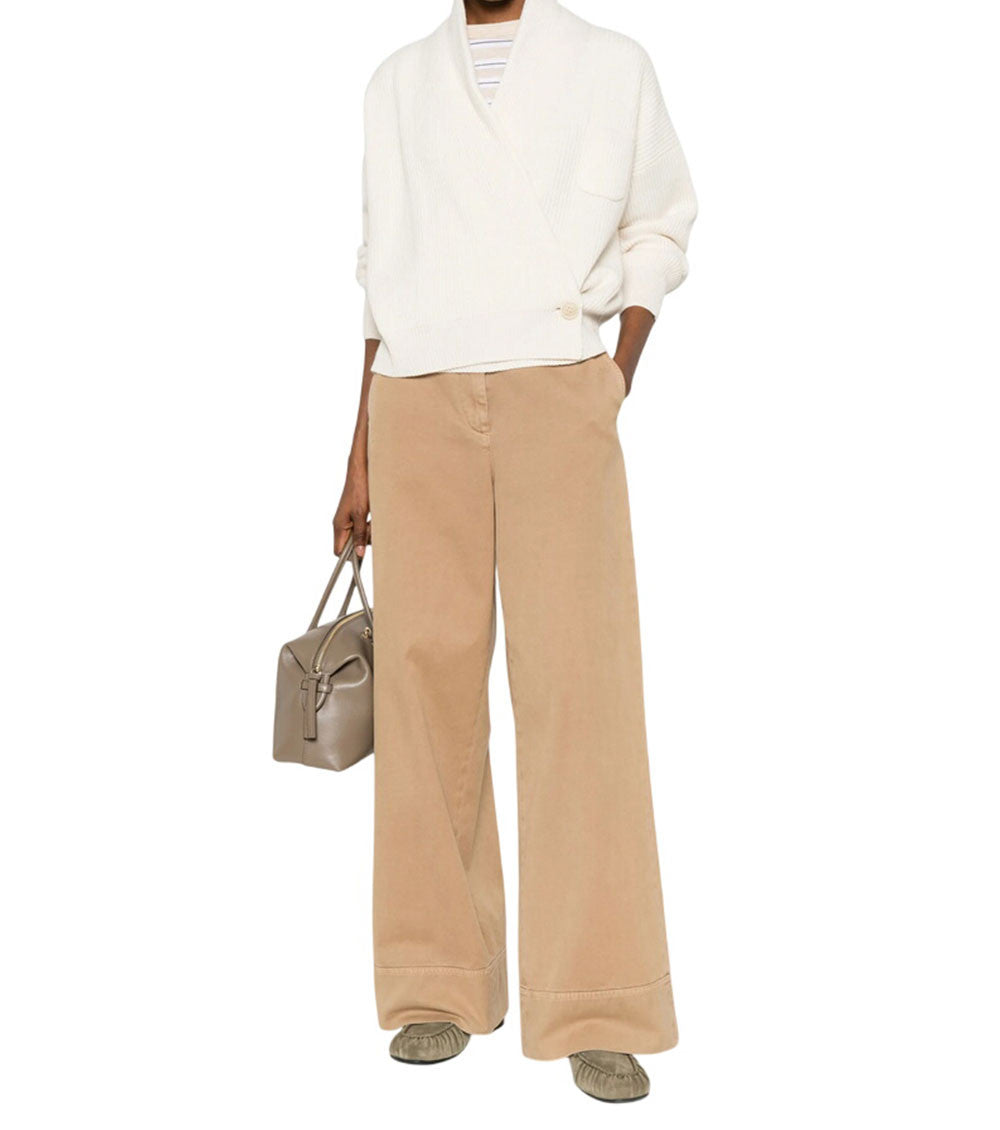 White Shawl Neck Sweater 2