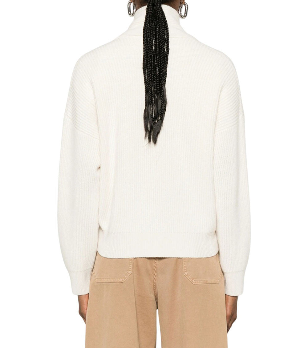 White Shawl Neck Sweater 3