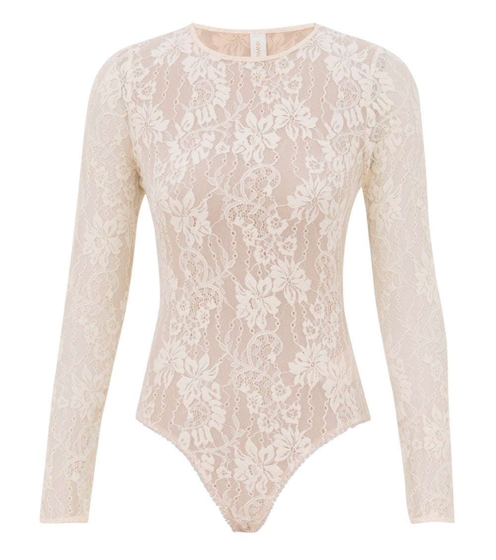 Beige Lace Crew Neck Top 3