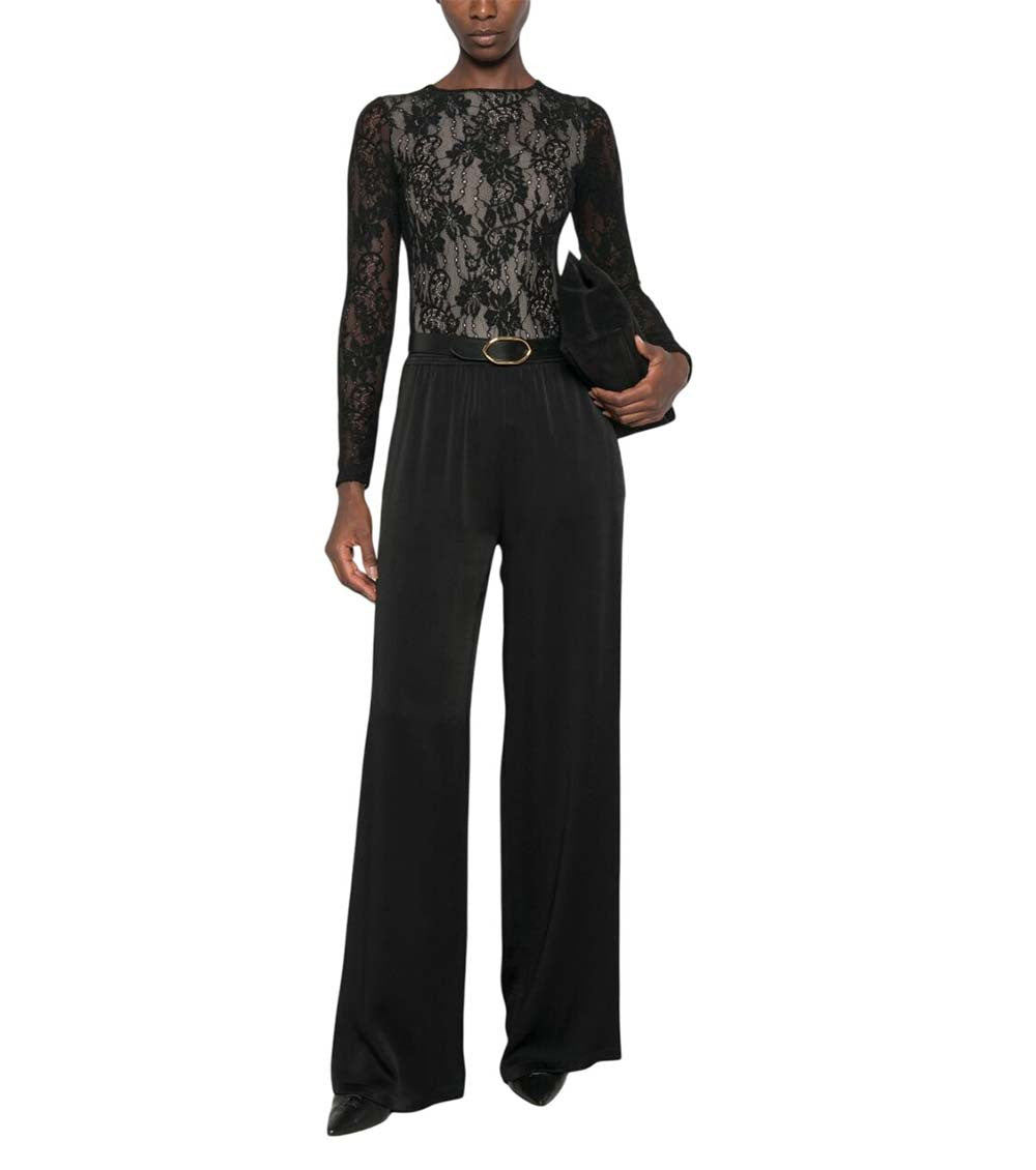 Black Lace Crew Neck Top 1