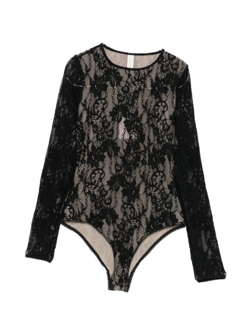 Black Lace Crew Neck Top 3