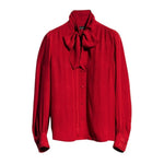 Red Jacquard Band Collar Top 1