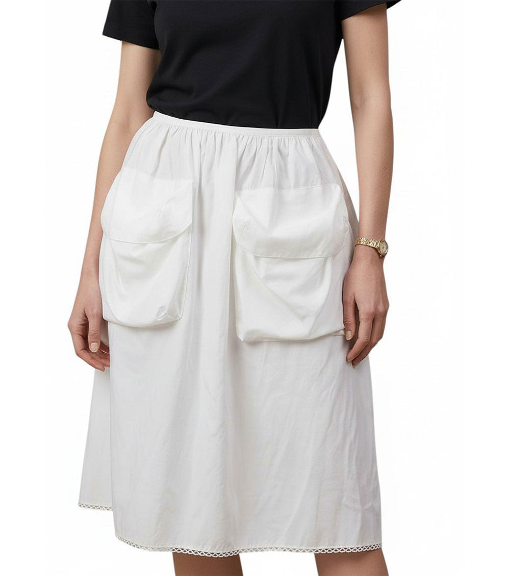 White Knee Length Skirt 1