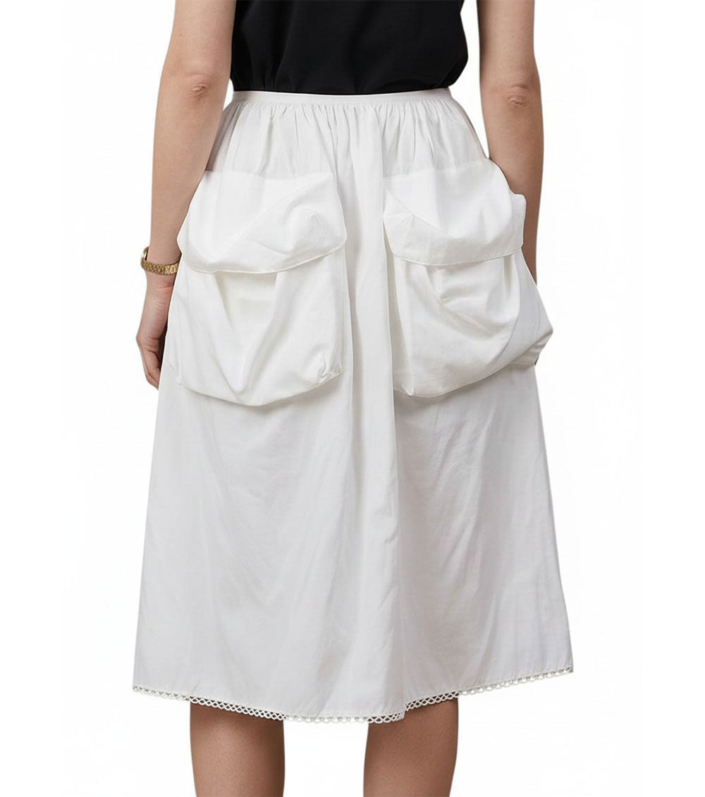 White Knee Length Skirt 2