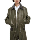 Olive Green Shirt Collar Jacket 1