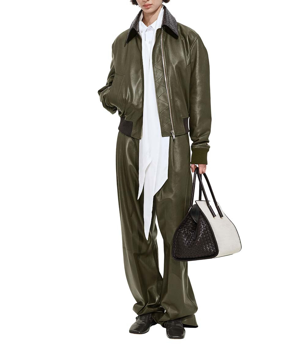Olive Green Shirt Collar Jacket 3
