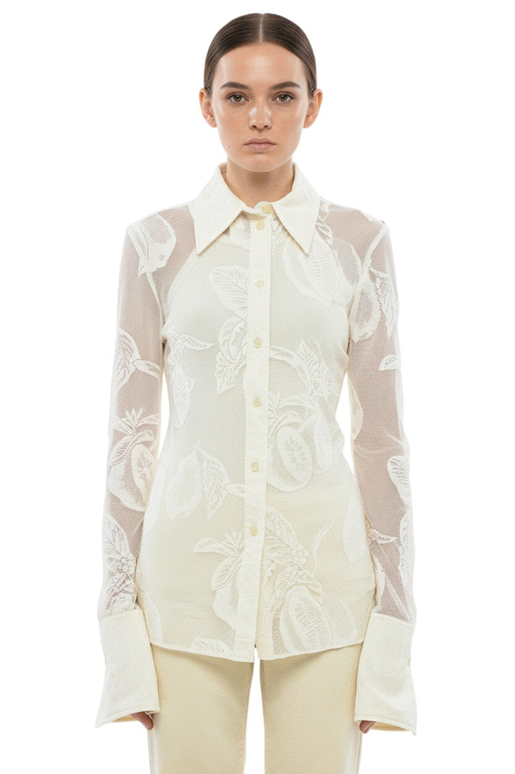 White Slim Floral Shirt 1