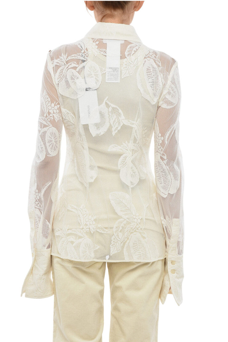 White Slim Floral Shirt 2