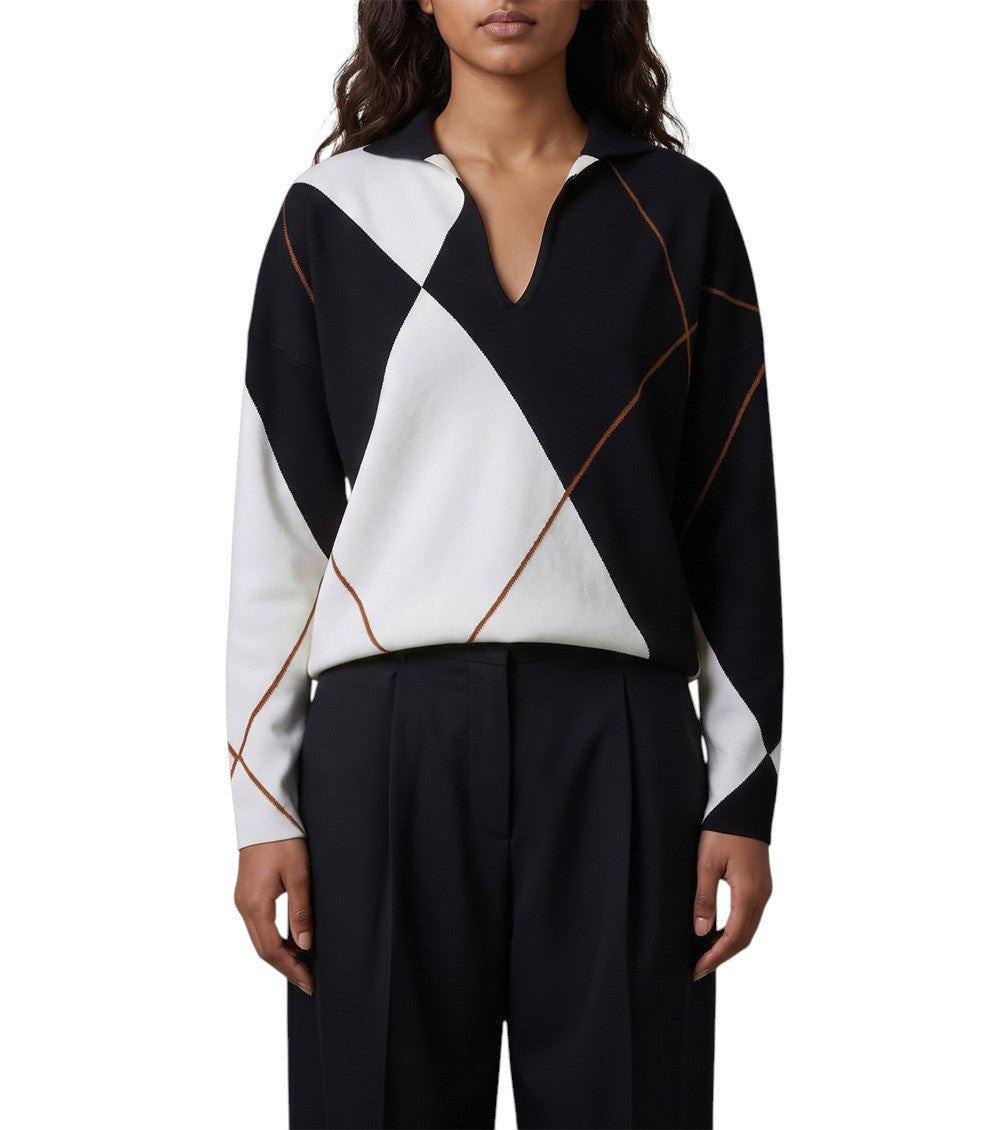 BlackWhite Geometric Sweater 1