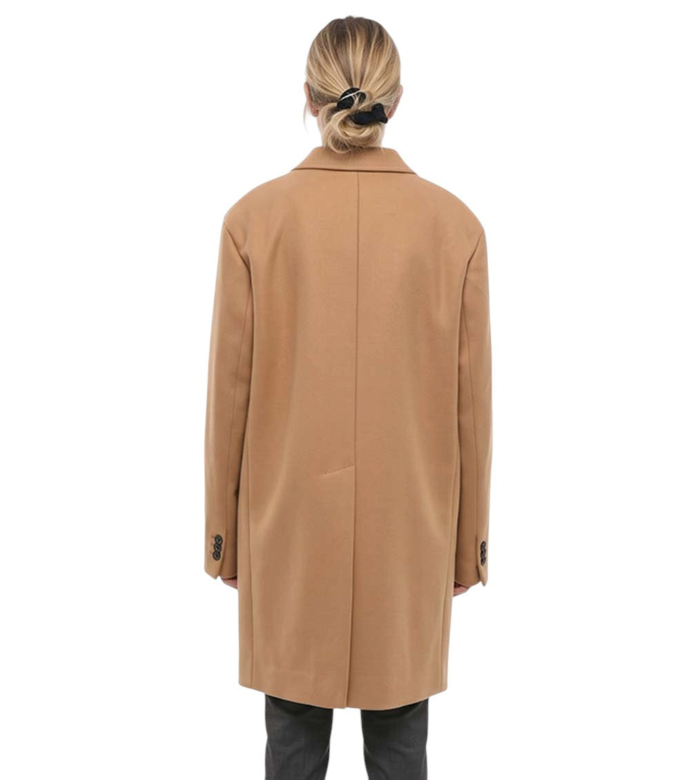 Beige Notched Lapel Trench Coat 2