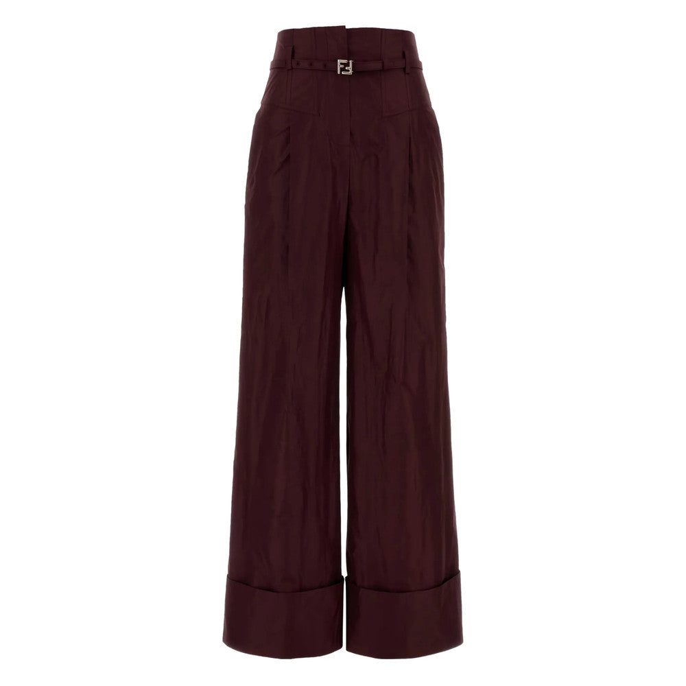 Maroon Flared Pleated Pants 1