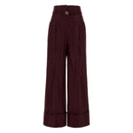 Maroon Flared Pleated Pants 1