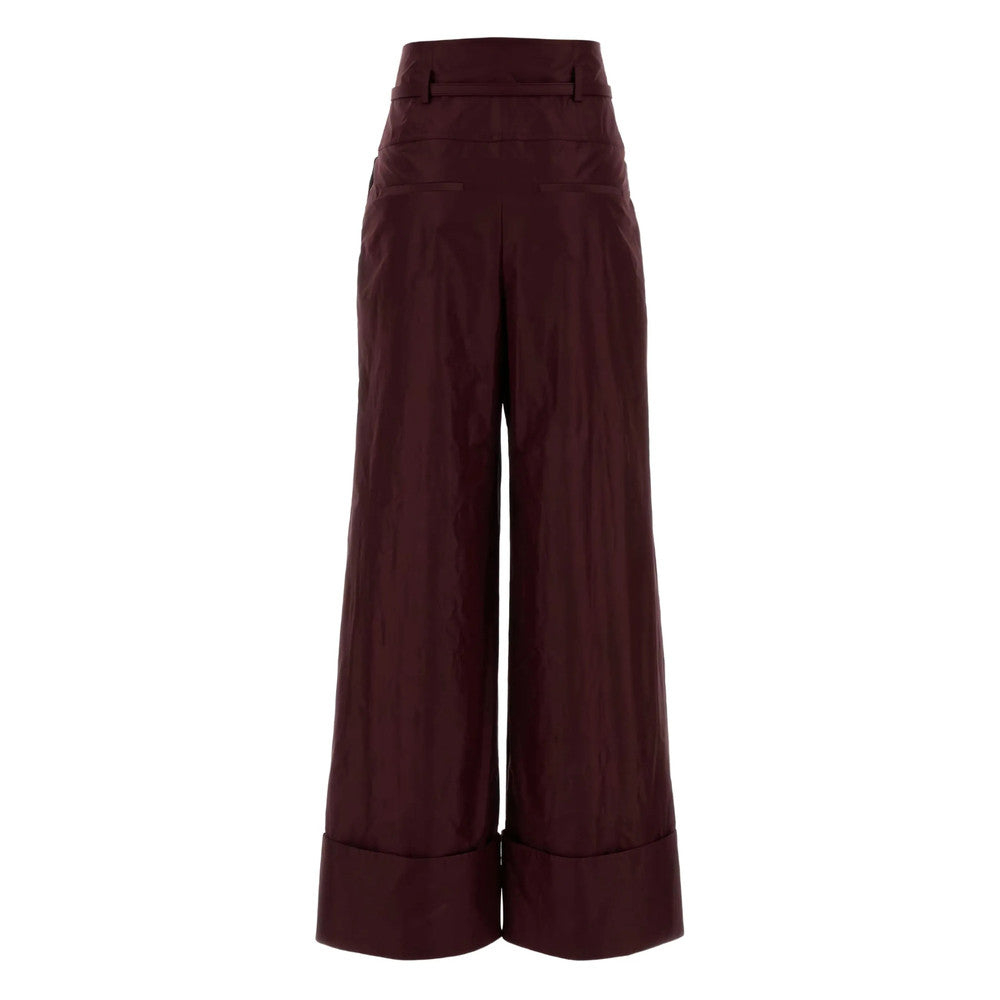 Maroon Flared Pleated Pants 2