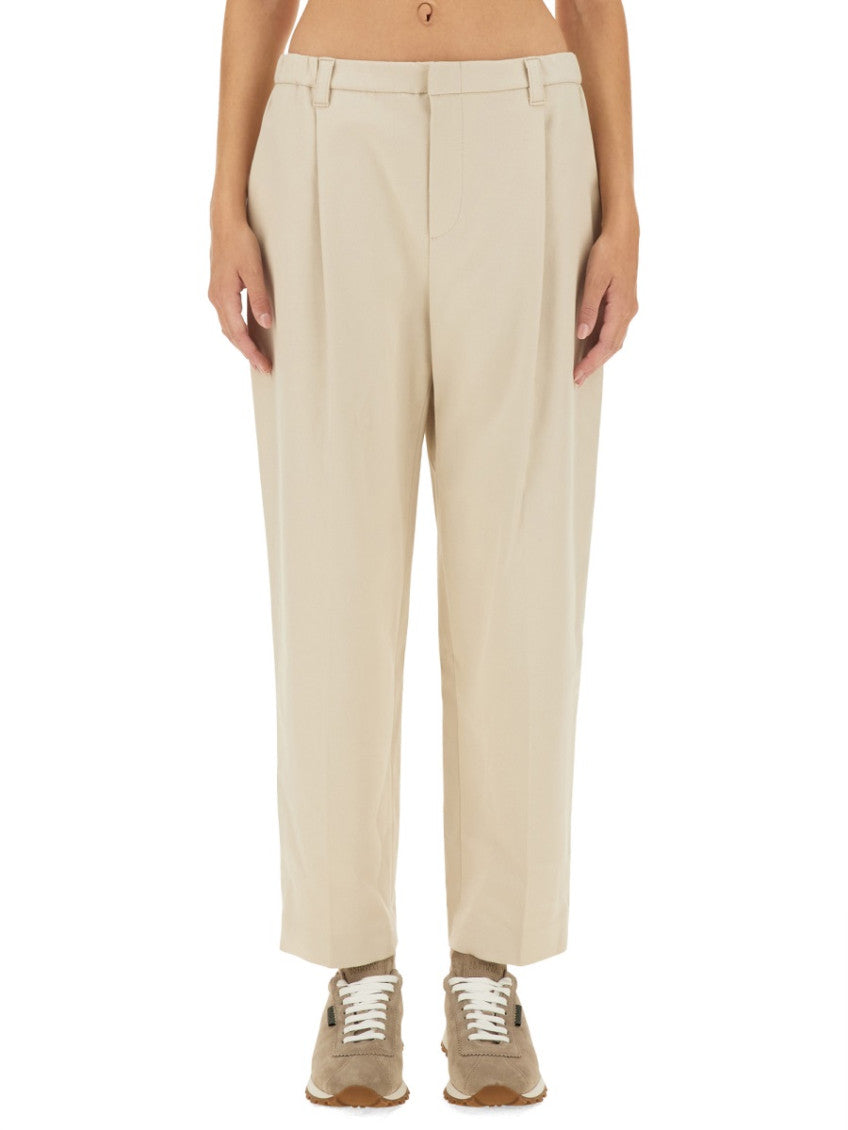 Beige Tapered Pleated Pant 1