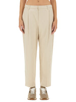 Beige Tapered Pleated Pant 1