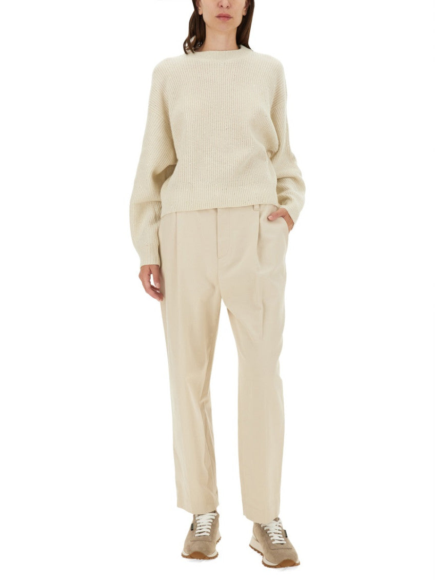 Beige Tapered Pleated Pant 2