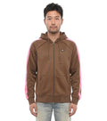 Brown Zip Up Logo Hoodie 1