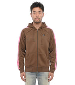 Brown Zip Up Logo Hoodie 1