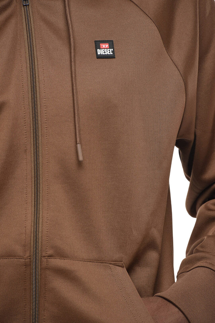 Brown Zip Up Logo Hoodie 3