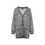 Grey Textured V Neck Cardigan 1