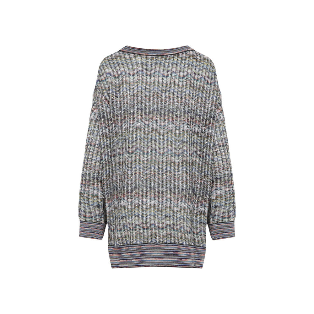 Grey Textured V Neck Cardigan 2