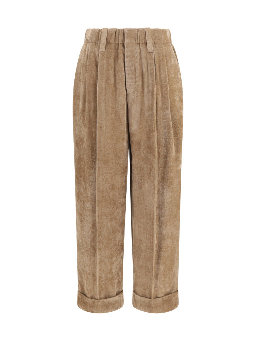 Brown Relaxed Pleated Pant 1