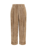 Brown Relaxed Pleated Pant 1