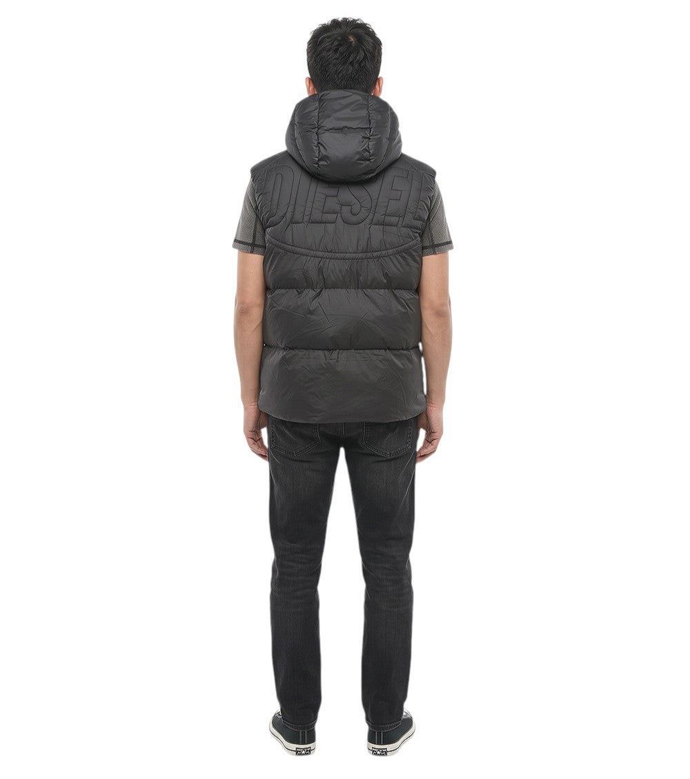 Black Sleeveless Hood Jacket 2