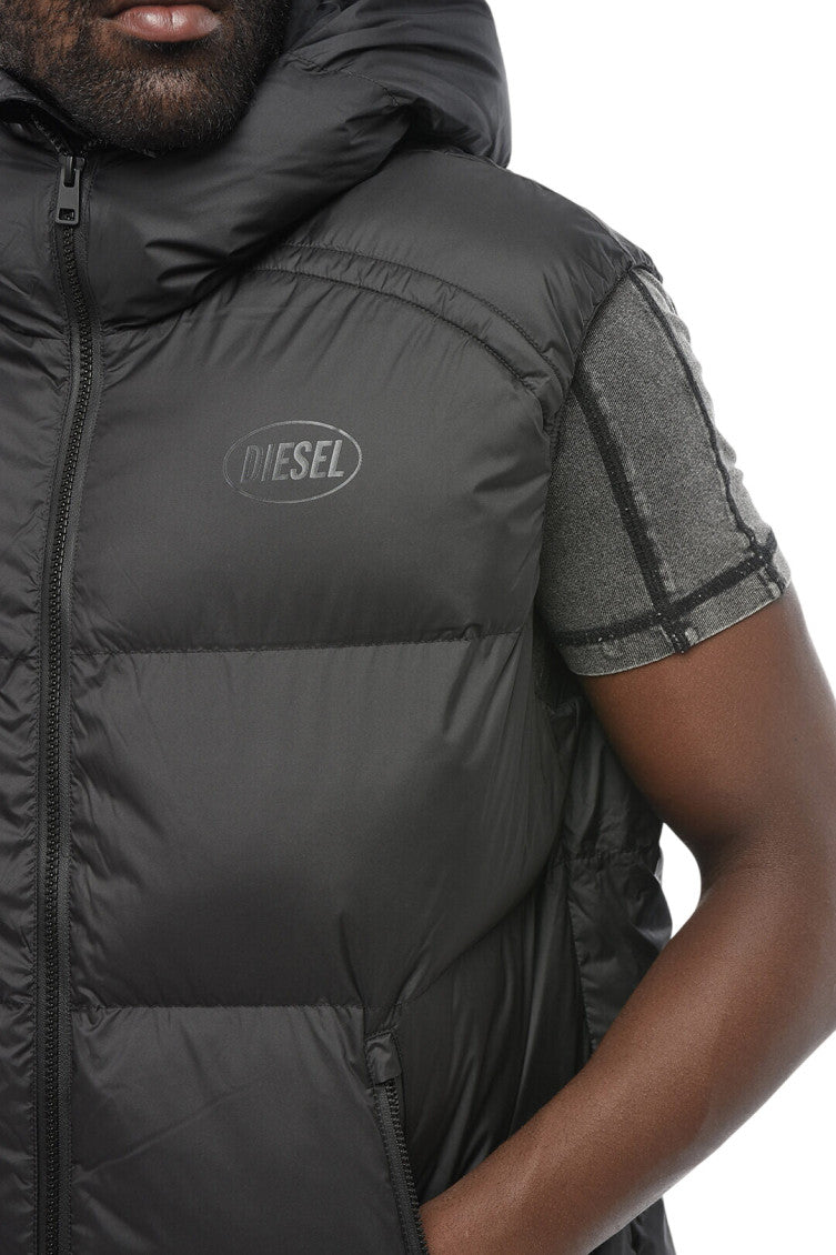 Black Sleeveless Hood Jacket 3