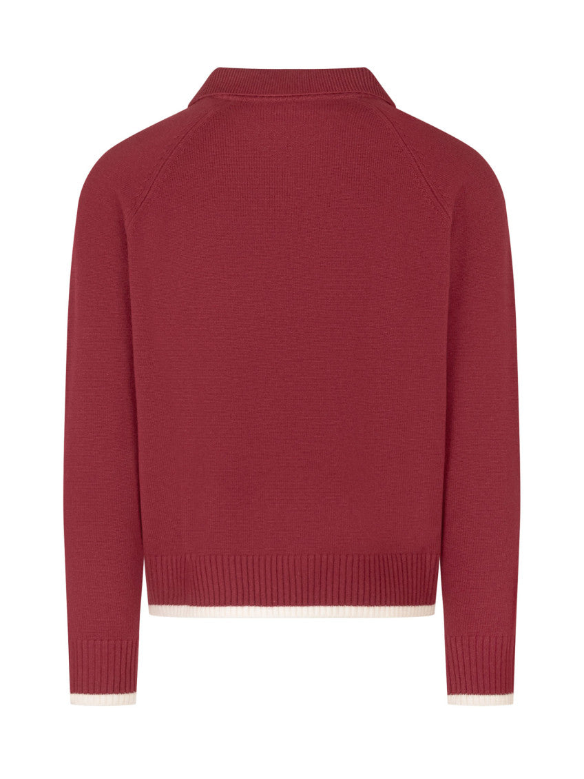 Red Logo Polo Sweater 2