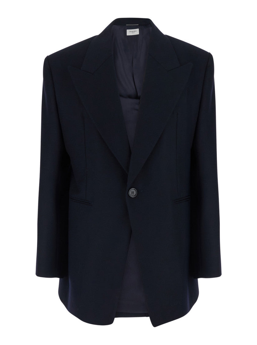Navy Peaked Lapel Blazer 1