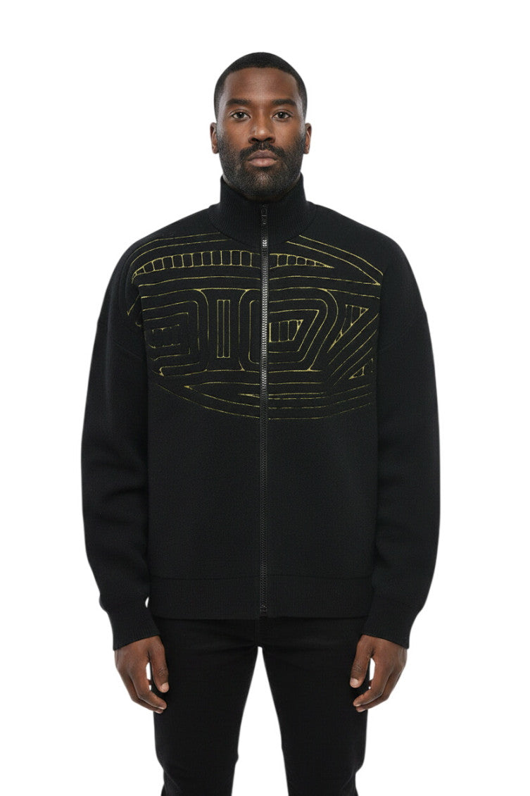 Black Zip Up Logo Sweater 1