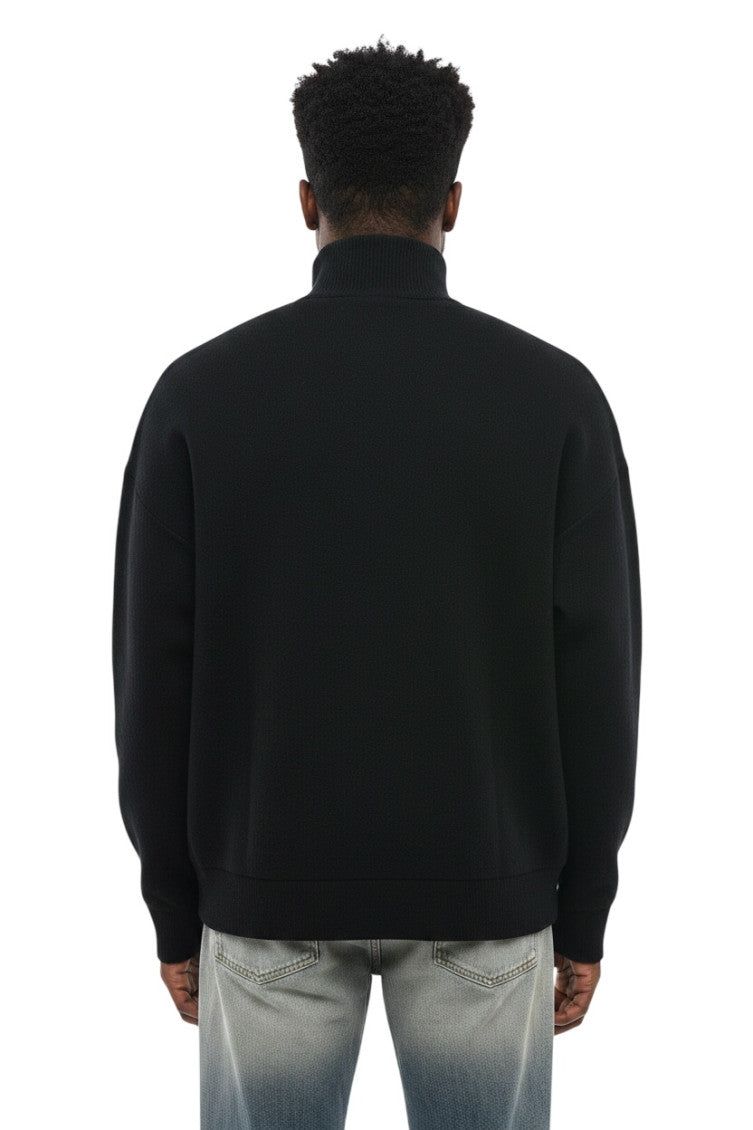 Black Zip Up Logo Sweater 2